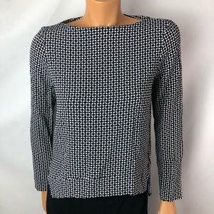 Zara black white geometric print boat neck blouseM